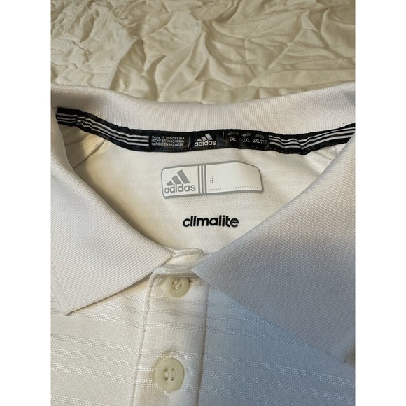 Rare Adidas Uprising Golf Polo ClimaLite White Athletic Dry Fitting Mens 2XL - Picture 3 of 4